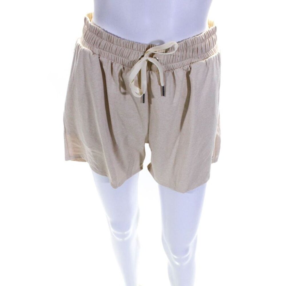 Hari Mari Womens Bantan Jersey Drawstring Sweatshorts Shorts Beige Size Large